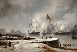 The Departure from Gravesend of HRH Princess Royal on Her Marriage, 2 February to Prince Frederick, during a Snowstorm (1858)
