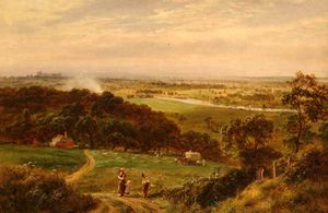 View from Cooper's Hill over Runnymede, with Windsor Castle in Distance