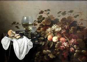 Still life with fruits and Roemer