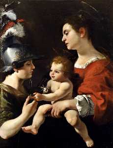 virgen y el niño con san Miguel  el  Arcángel