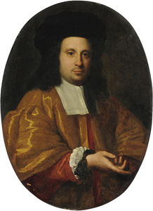 Portrait of a gentleman with black hat and yellow dress