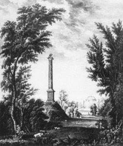 Formare le colonne e il tempio sull altro lato dello stagno in città giardino di Gatchina