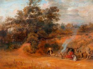 Landscape Gypsies with Two Donkeys and a Dog