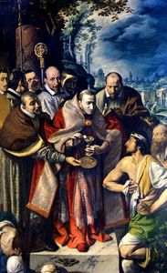 Charles borromeo giving communion to the plague victims