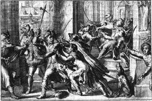 Intento de asesinato del rey Segismundo III Vasa por Michał Piekarski en (1620)