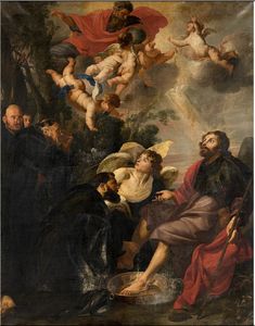San Agustín de Hipona lava los pies de Cristo