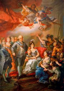 König Karl IV von Spanien und von seiner Familie einen Besuch abstatten, der Universität von Valencia in (1802)