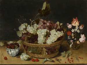Still Life with Chinese Bowl and Vase of Flowers