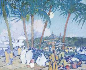el mercado ante  el  Pesquería  mezquita