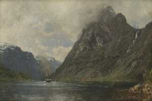 Fjord Landscape with Steamer