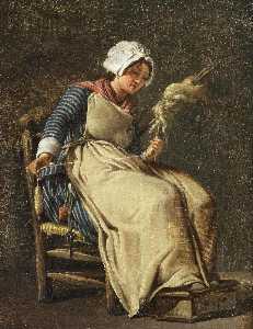 A Kitchen Maid Knitting