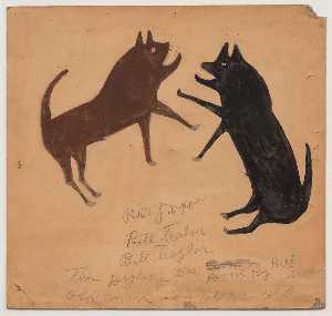Untitled (Dog Fight with Writing)