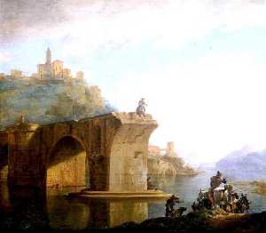 paysage avec un pont dans  au  italien  campagne