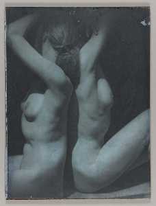 Untitled (two seated female nudes, back to back)