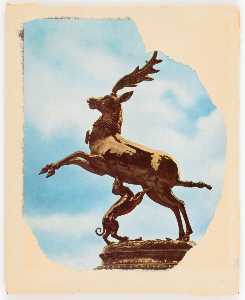 Untitled (statue of small hound biting belly of leaping stag)
