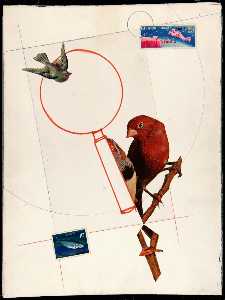 Untitled (red bird on branch)