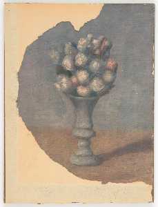untitled gemälde von  vase mit  blumen  auf  tisch