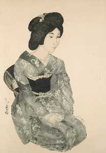 Joven mujer japonesa en kimono