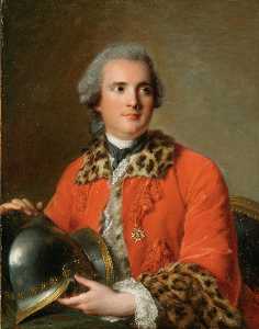 portrait de jean victor de rochechouart , duc de mortemart , dans le Cérémonial Robe de une Colonel de lordre de saint Louis