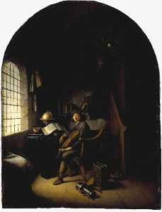 An Interior with a Young Violinist
