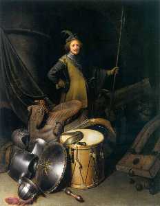 A Soldier of the Leiden Civic Guard with an Arms Still Life