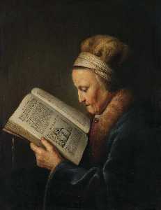 Retrato de una anciana leyendo
