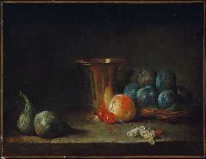 Kelchglas und  Frucht