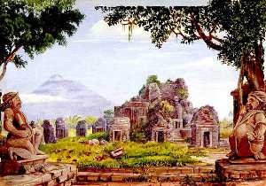 偶像 和寺庙 在 Brambanang , Java的