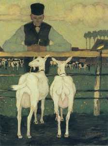 Bauer mit  Ziegen