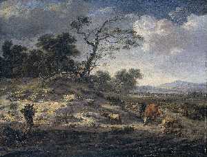 Landschaft mit Vieh auf  Ein  land  Autostraße