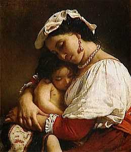 Итальянский девушку с  ребёнок