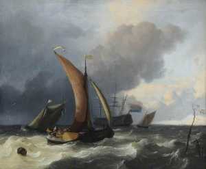 Голландский парусные  лодок  в     грубо  Море