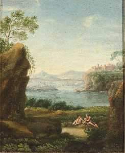 Landscape with Couple and Distant Buildings