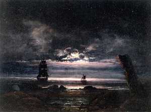 Лунный свет на берег в штайгене
