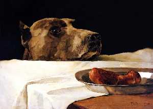 Dog with Plate of Sausages (also known as Caesar at the Rubicon)