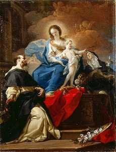  麦当娜  和  孩子 与圣 . 杜明 和圣 . 凯瑟琳 锡耶纳