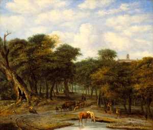 Forest Clearing with Cattle