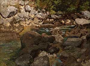 德语 Gebirgsbach 麻省理工学院 Felsblöcken 英语 山 溪水 与 巨石