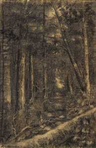 Landscape with Path through Forest