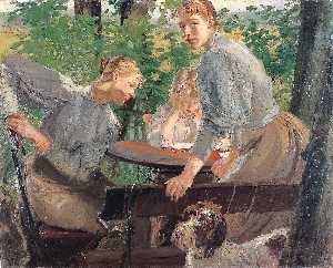 The Daughters of the artist in the garden