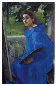 Hanna in ein blaue kleid ( auch als portrait bekannt von dem Artist's Frau )