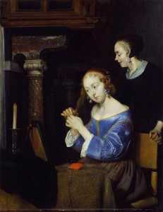 A Lady Dressing her Hair