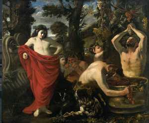 Bacchus Overseeing the Crushing of Grapes by His Satyrs