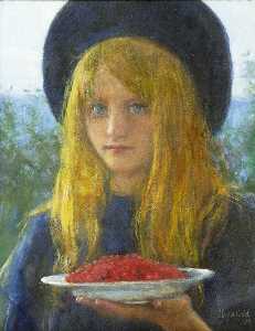 Girl with red currants