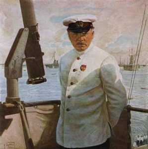 Kliment Voroshilov on Board the Marat Battleship
