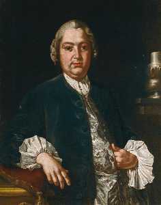 Portrait of the composer Niccol ograve Jommelli (1714 1774), half length, in a blue coat and satin waistcoat