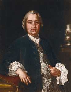Portrait of the composer Niccol ograve Jommelli (1714 1774), three quarter length, in a blue coat and satin waistcoat