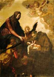 Madonna che porge il bambino ein san francesco ( auch bekannt als die jungfrau mit dem christkind und heilige Franziskus )