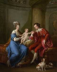 Eduardo Herrero Stanley , 12th Conde de Derby , con su la primera esposa , Elisabet Hamilton , y ellos Yerno
