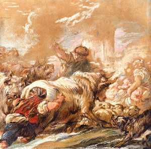 пастухи Вождение  Крупный рогатый скот  поперёк     Ручей